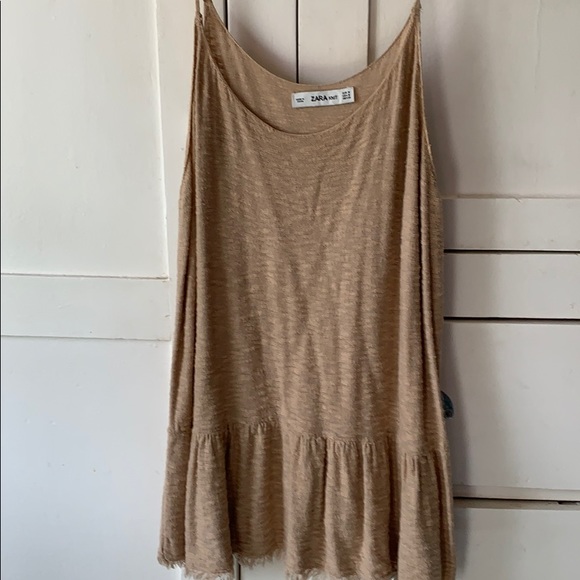 Zara top caramel color size M fringe bottom - Picture 6 of 6